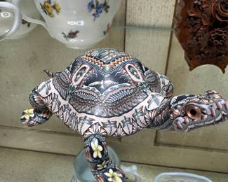 Handmade artisan hand-painted turtle