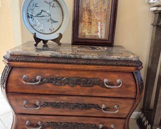 This is a really well-made three drawer reception area buffet or it could be a dresser or a hallway piece. It’s just beautiful and incredibly well-made. 