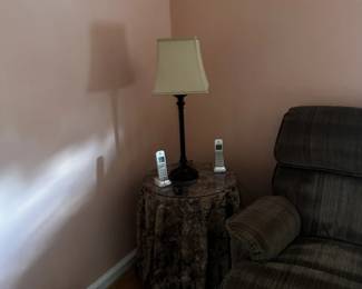 End Table with Tablecloth and Lamp