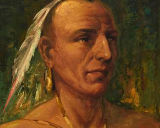 1111 Innocenzo Daraio (1903-1993) "Chief Iron Eyes" Oil on canvasboard Signed lower right: Innocenzo Daraio; signed again and titled verso 18" H x 14" W Estimate: $700 - $900