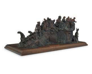 1198 Glenna Goodacre (1939-2020) "Irish Famine Memorial Maquette," 1988 Patinated bronze on wood base Edition: 15/50 Signed, dated, and numbered in the casting: GGoodacre © Bronze: 7.375" H x 18.5" W x 9" D; Overall: 8.25" H x 20.5" W x 10.5" D Estimate: $2,000 - $4,000