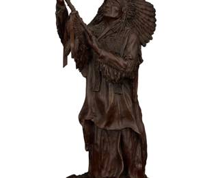 1132 Sid Burns (1916-1979) "As Dust Before Him," 1977 Patinated bronze Signed, dated, numbered, and titled in the casting: © / Sid Burns / 7-24 / [artist's cipher]; foundry mark: Phippen Bronze 17.875" H x 8.75" W x 7.125" D Estimate: $1,500 - $2,500