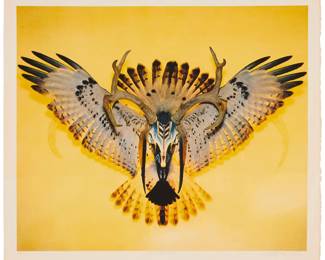 1212 Boyd Elder (1944-2018) "Sundancer," 1975 Offset lithograph in colors on Arches paper Edition: 100/100 Signed, titled, and numbered in pencil in the lower margin: © Boyd Elder; Cirrus Editions Ltd, Los Angeles, prntr., with their blindstamp in the lower left margin corner, and pencil work number "254c-BE80" on the verso of the same corner; titled by repute Image: 24.125" H x 28.75" W; Sheet: 27.375" H x 31.5" W Estimate: $1,500 - $2,500