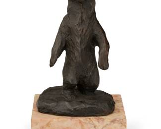 1166 Harold Von Schmidt (1893-1982) Grizzly Bear, 1972 Patinated bronze on a marble plinth Signed and dated on the verso: HAROLD VON SCHMIDT / ©; impressed: 34 Bronze: 6.875" H x 4.125" W x 4.125" D; Overall: 8.625" H x 5" W x 5" D Estimate: $300 - $500