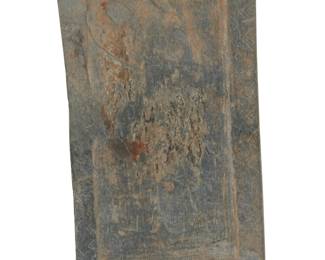 1326 A Hohokam carved stone paint palette Circa 1000 CE-1450 CE; Southwest United States Grey slate with raised and carved border 1.25" H x 5.5" W x 3.25" D Estimate: $300 - $500
