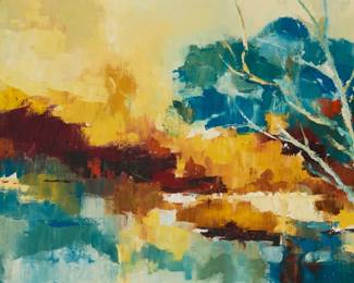 1192 Mattie Staniek (20th Century) "White Birch" Oil on canvas Signed lower left: Staniek; titled on a typed label affixed to the stretcher 18" H x 36" W Estimate: $200 - $300