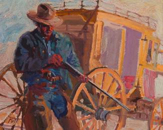 1147 Donald "Putt" Putman (1926-2007) "Shotgun" Oil on board Signed lower left: Putt; titled and numbered "#32," on a typed label verso 9.5" H x 11" W Estimate: $200 - $400