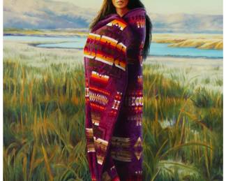 1208 Patricia Dobson (b. 1947) "Sunrise on the Cheyenne," 1992 Oil on canvas Signed lower right: Patricia Dobson; titled and dated "© 1992," on the canvas overlap 50" H x 36" W Estimate: $4,000 - $6,000