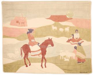 1379 Jacqueline Rochester (1924-2010) "Way of the People," 1984 Dyed fabric wall hanging Signed in ink lower right: Jacqueline Rochester; numbered and dated verso: 16-30 © '84; titled by gallery repute 53.5" H x 66" W Estimate: $500 - $700