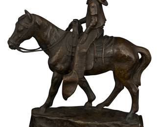 1128 Ross Stefan (1934-1999) Three Native American men on horseback in a Western landscape at sunset Oil on canvas Signed lower left: Ross Stefan 24" H x 40" W Estimate: $3,000 - $5,000