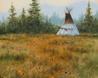 1287 Richard Heichberger (b. 1945) "A Time of Plenty" Watercolor on paper Signed and titled lower right: R.A. Heichberger / N.W.S. Sight: 13.5" H x 9.5" W Estimate: $200 - $300