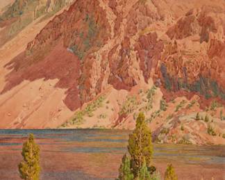 1225 Gunnar Widforss (1879-1934) "Ellery Lake and Spurs of Mt. Dana," 1926 Watercolor on paperboard Signed and dated lower left: Widforss-1926-; titled in pencil, verso, and also with a black ink date stamp: Nov 18 1926 Image: 18.25" H x 14" W; Paperboard: 18.5" H x 14.25" W Estimate: $8,000 - $10,000
