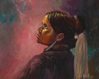 1216 Curt Walters (b. 1950) "Navajo Maiden" Oil on canvas Signed lower right: Curt Walters; titled on the stretcher 14" H x 18" W Estimate: $800 - $1,200