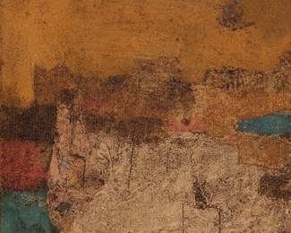 1224 Louis Siegriest (1899-1989) "Utah," 1962 Oil and sand on Masonite Signed with initials lower left: L.S.; signed again, titled, and dated verso: Siegriest 62 9" H x 8" W Estimate: $400 - $600