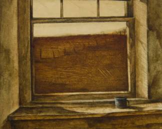1343 Robert H. Blair (b. 1937) Window view of a rural landscape Oil on board Signed lower left: Robert H. Blair 8" H x 6" W Estimate: $400 - $600