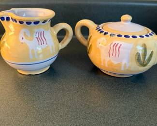 Vietri CAMPAGNA RAM / MONTONE Solimene,- Cream/Sugar - $25 set