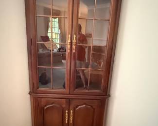 Mahogany Corner Cabinet -$225