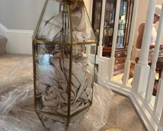 Brass and Glass Light Fixture- $150