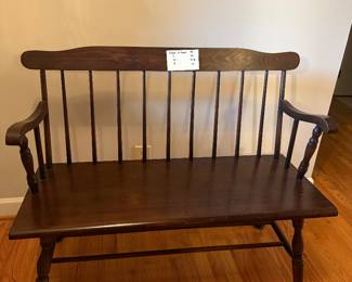 1940s Federal Style Stained Oak Bench- $175