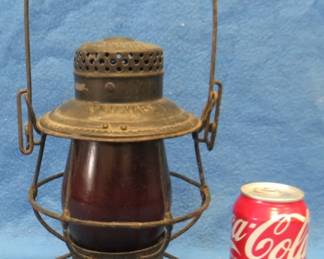 Lot 18. Adlake red globe lantern from the Chicago and Northwestern Railroad