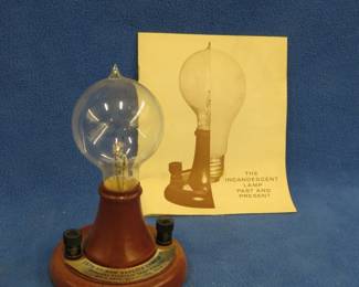 Lot 52. 1879 Edison Replica Lamp. General Electric Lamp Division, Cleveland Ohio