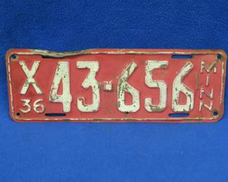 Lot 38. 1936 Minnesota license plate