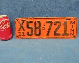 Lot 20. 1931 Minnesota license plate