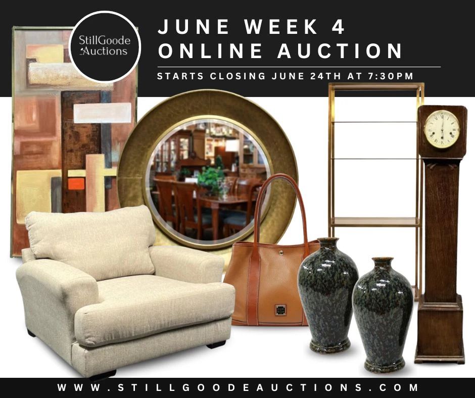 Waterford, Tiffany & Co., Fostoria, pewter, Vera Bradley, Department 56, Fabrege egg, oil paintings, mirrors, Royal Doulton, vintage brooches, jewelry, art glass, Kendra Scott, Wizard of Oz collectibles, antique furniture, Littlest Pet Shop collection, Orca cooler and much much more!
