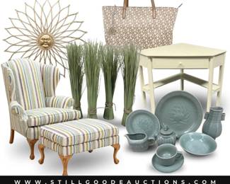 Beatles memorabilia, blue and white ceramics, drum set, air compressor, Beanie Babies, Ralph Lauren, Fitz & Floyd, toys, sports memorabilia, Kate Spade, rugs, and much more!