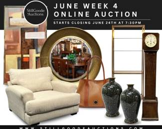Waterford, Tiffany & Co., Fostoria, pewter, Vera Bradley, Department 56, Fabrege egg, oil paintings, mirrors, Royal Doulton, vintage brooches, jewelry, art glass, Kendra Scott, Wizard of Oz collectibles, antique furniture, Littlest Pet Shop collection, Orca cooler and much much more!