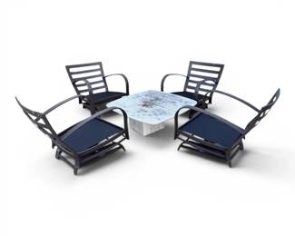 Concrete Table Metal Outdoor Chairs