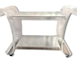 Lucite Mirrored Bar Cart