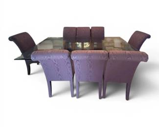 Glass Top Dining Room Table 8 Purple Chairs