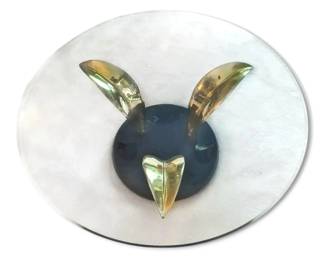 Circular Glass Coffee Table w GoldToned Leaf Base