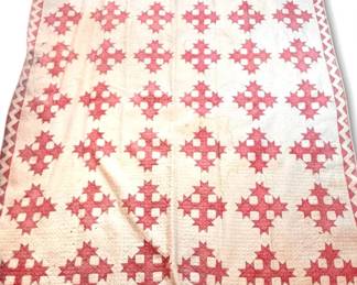 Red White Geometric Quilt