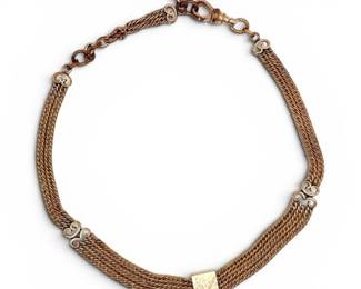 Antique ThreeStrand Pocket Watch Chain w T Bar Dog Clip