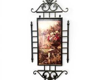 Floral Still Life in Metal Frame