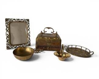 Ornate Brass Photo Frame, Trinket Box, Decor