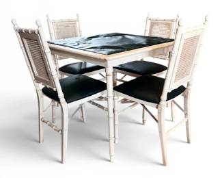 Faux Bamboo Vintage Folding Chairs Table