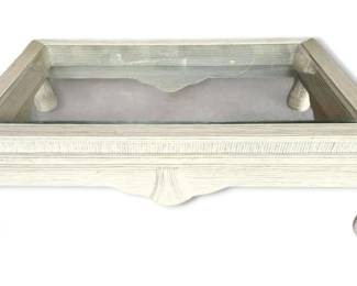 White Glass Top Table w Curved Legs