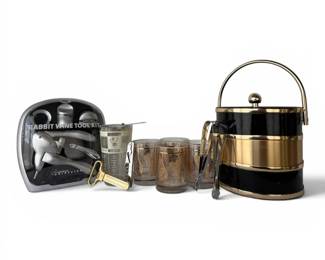 Black Gold Ice Bucket, Drinking Glasses, Barware
