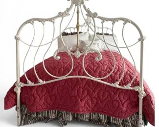 Antique White Cast Iron Brass Bed