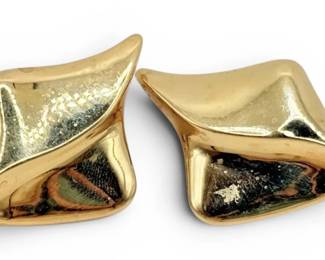 14k Gold French Back Statement Earrings 10.68g