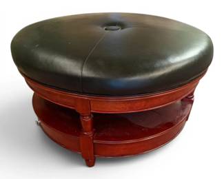 Round Leather Ottoman