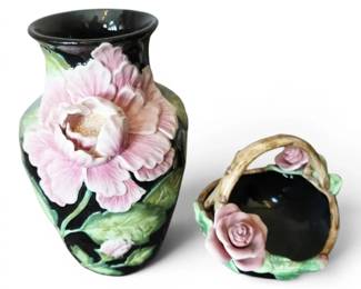Fitz Floyd Floral Vase Floral Bowl