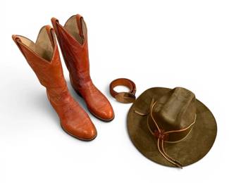 Cowboy Boots, Hat, And Belt