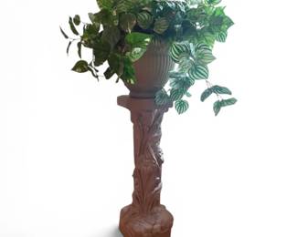 Pedestal Plant Stand Faux Plant