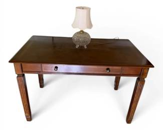 Mahogany Computer Desk Glass Lamp