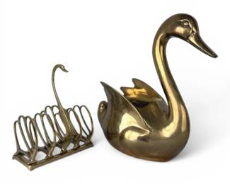 Brass Swan Planter Toast Rack Letter Organizer