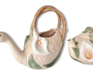 Fitz Floyd Swan Pitcher Lily Of The Valley Teapot